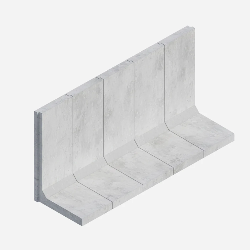 Mur Oporowy typu L 250x100x20x150 cm na zakładkę